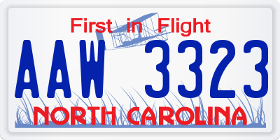 NC license plate AAW3323