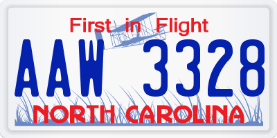 NC license plate AAW3328
