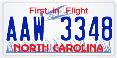 NC license plate AAW3348