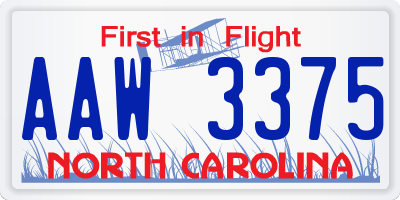 NC license plate AAW3375