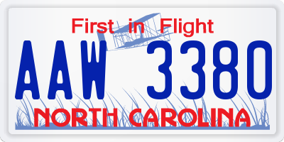 NC license plate AAW3380