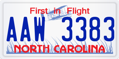 NC license plate AAW3383
