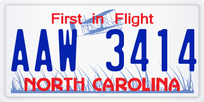 NC license plate AAW3414