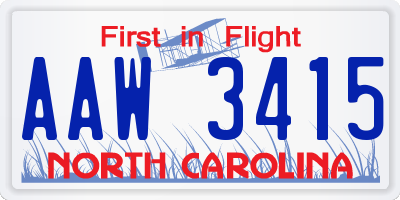 NC license plate AAW3415