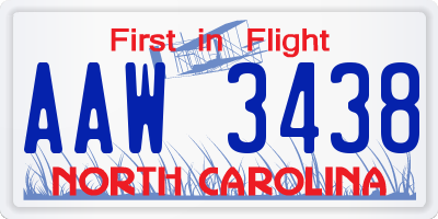 NC license plate AAW3438