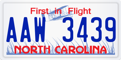 NC license plate AAW3439