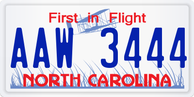 NC license plate AAW3444