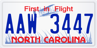 NC license plate AAW3447