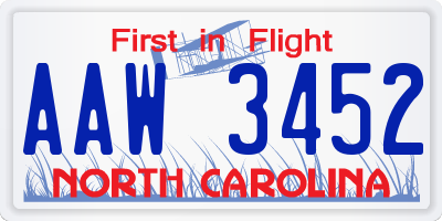 NC license plate AAW3452