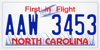 NC license plate AAW3453