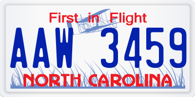 NC license plate AAW3459