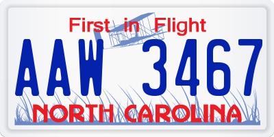 NC license plate AAW3467