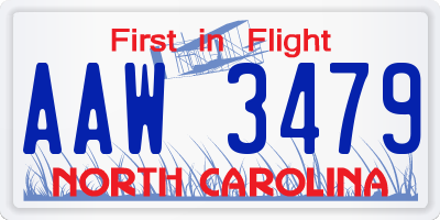 NC license plate AAW3479