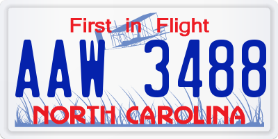 NC license plate AAW3488