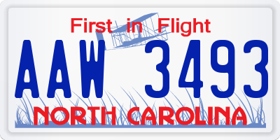NC license plate AAW3493