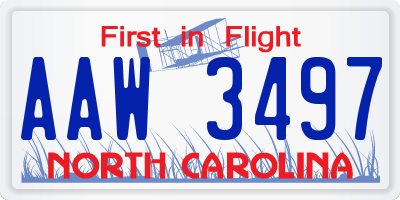 NC license plate AAW3497