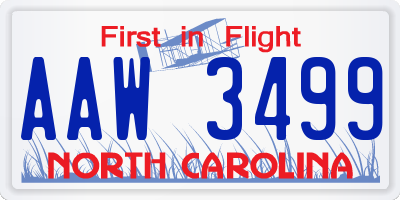 NC license plate AAW3499