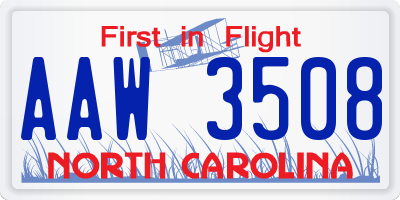 NC license plate AAW3508