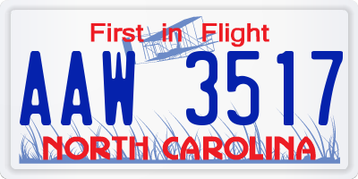 NC license plate AAW3517