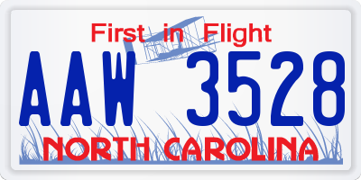 NC license plate AAW3528