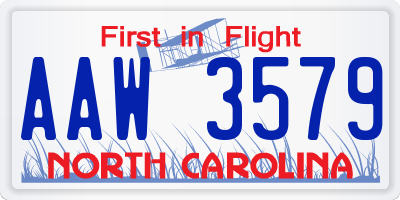NC license plate AAW3579