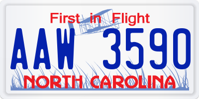NC license plate AAW3590