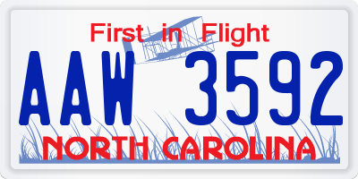 NC license plate AAW3592