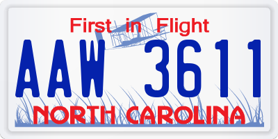 NC license plate AAW3611