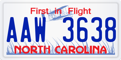 NC license plate AAW3638