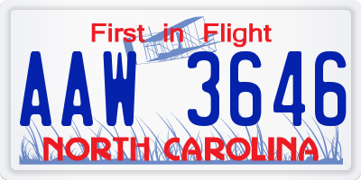 NC license plate AAW3646