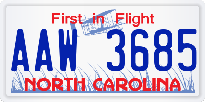 NC license plate AAW3685