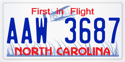 NC license plate AAW3687
