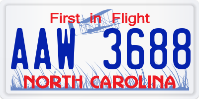 NC license plate AAW3688