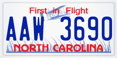 NC license plate AAW3690