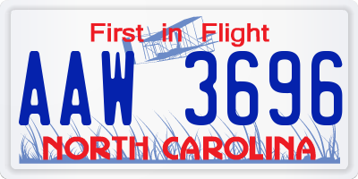 NC license plate AAW3696