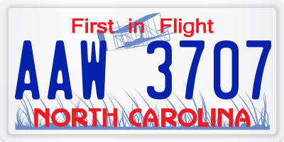 NC license plate AAW3707