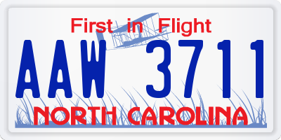 NC license plate AAW3711