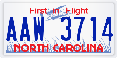 NC license plate AAW3714