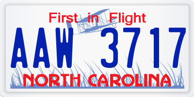 NC license plate AAW3717