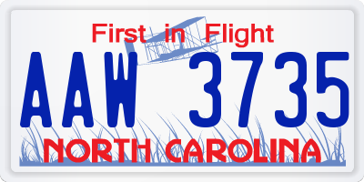 NC license plate AAW3735