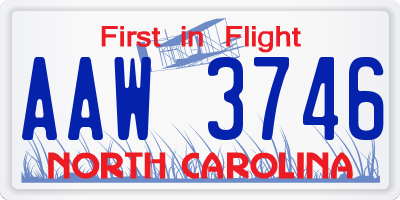 NC license plate AAW3746