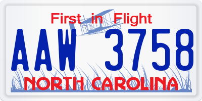 NC license plate AAW3758
