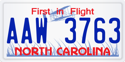 NC license plate AAW3763