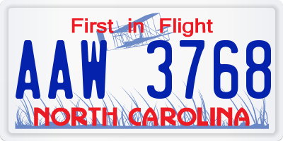 NC license plate AAW3768