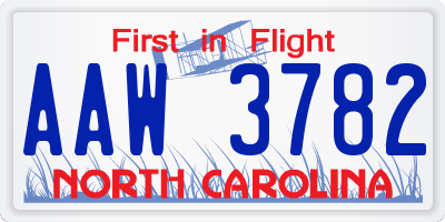 NC license plate AAW3782