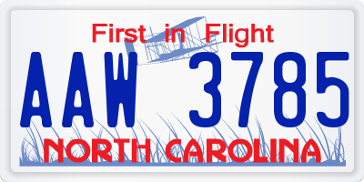 NC license plate AAW3785