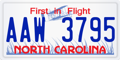 NC license plate AAW3795