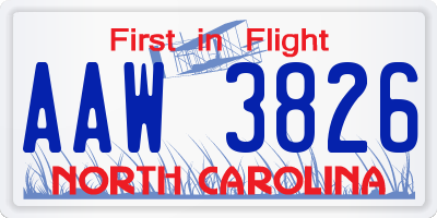 NC license plate AAW3826