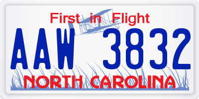 NC license plate AAW3832
