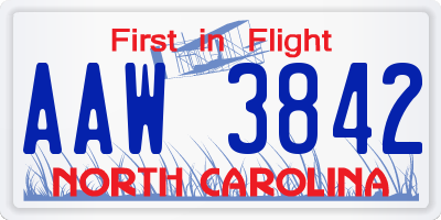 NC license plate AAW3842